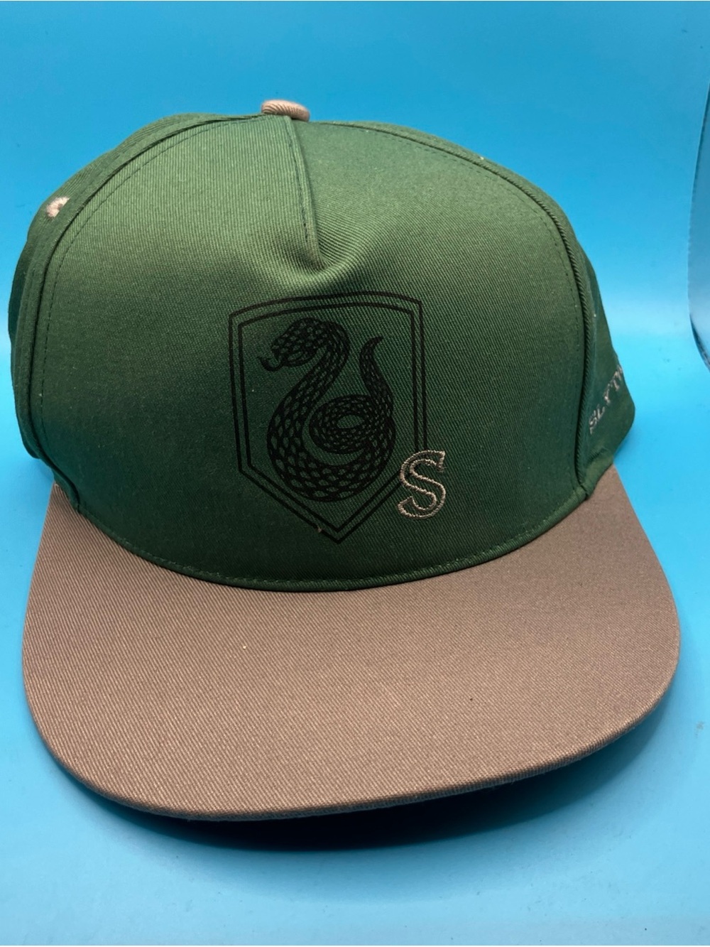 Harry Potter Hat Slytherin House Snapback Cap Adult  Snake Crest Gray Green